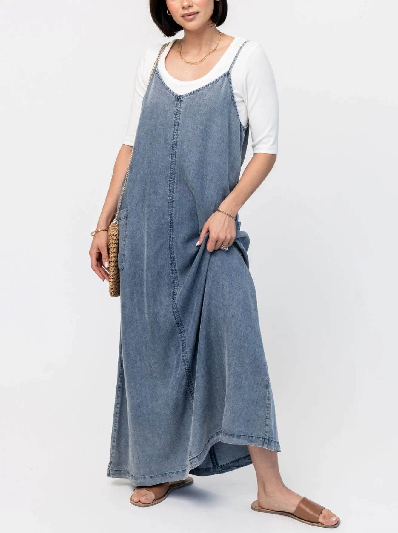 Women s Denim Maxi Jumper Dress Classic Clique