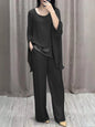 Casual Crew Neck Sequin Two-piece Suit