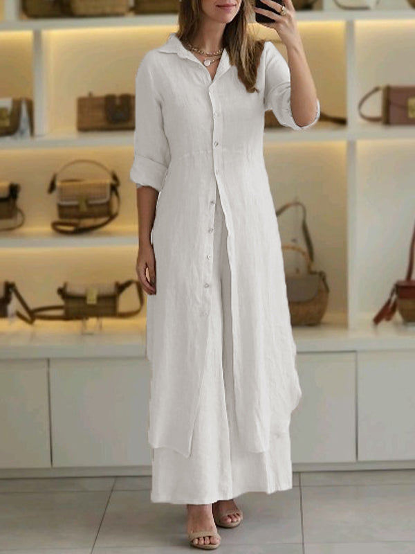 Casual Cotton and Linen Two-piece Set