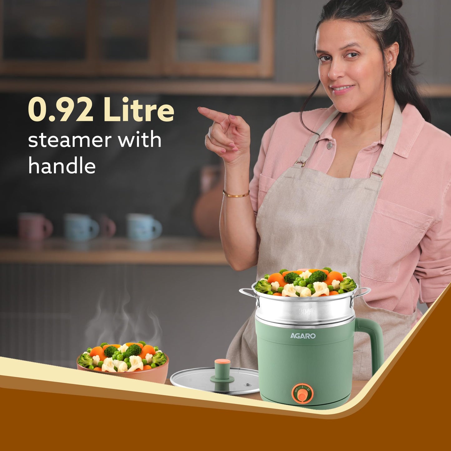 Multi Cook Kettle With Steamer, 1.2L Inner Pot 600watts