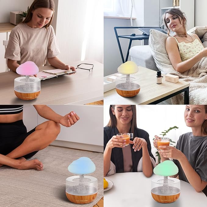 Cloud Rain Humidifier With Waterfall Lamp