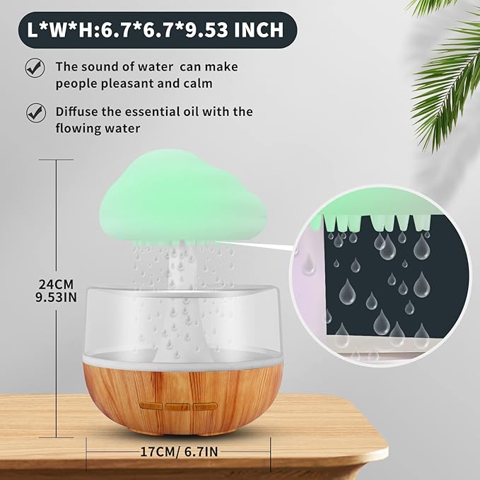 Cloud Rain Humidifier With Waterfall Lamp