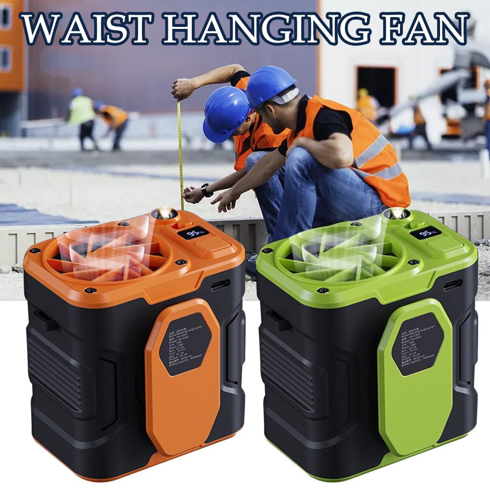 10000mAh Outdoor Camping Working Portable Hanging Waist Fan GX