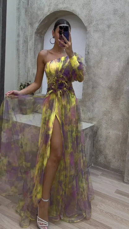 Floral Sexy Long-Sleeved Dress