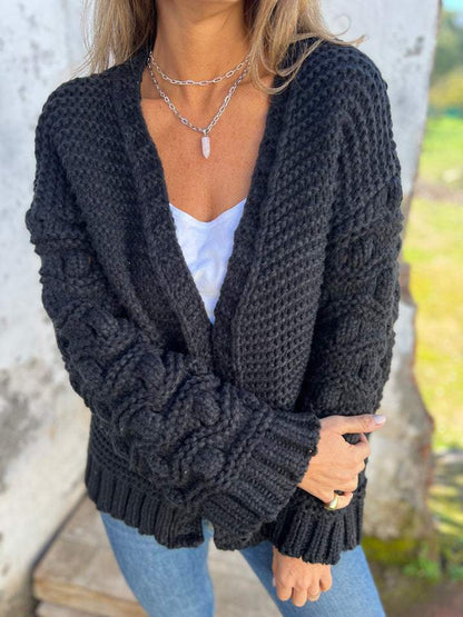 Women's V-neck Long-sleeved Casual Knitted Cardigan