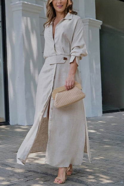 Casual Comfort Linen Top Maxi Dress