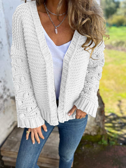 Women's V-neck Long-sleeved Casual Knitted Cardigan