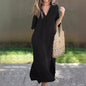 Linen Casual Style V-Neck Dress