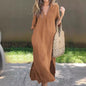 Linen Casual Style V-Neck Dress